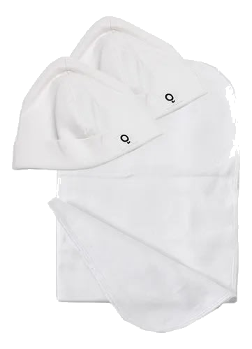 PACK 2 GORROS + TUTO DE ALGODÓN BLANCO