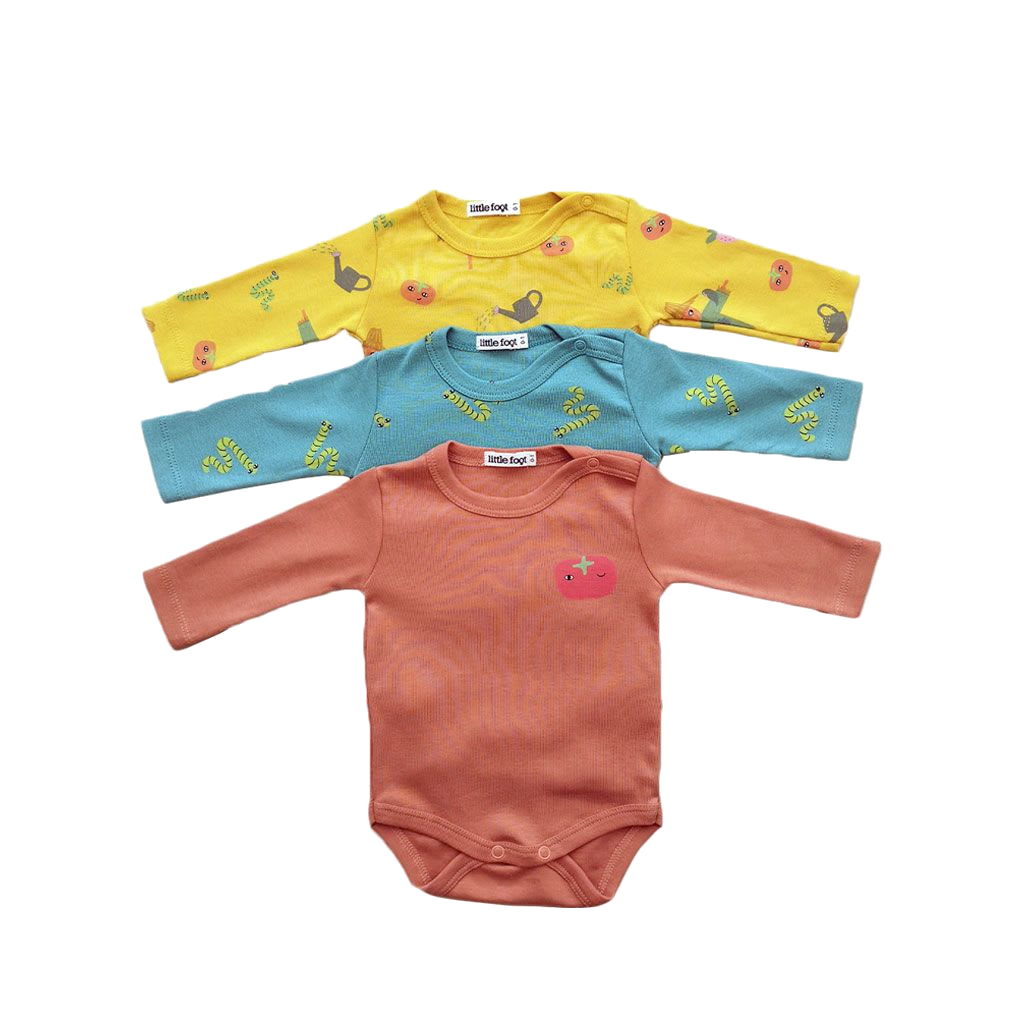 SET 3 PIEZAS BODY BOTÓN AL HOMBRO DISEÑO HUERTA NIÑO
