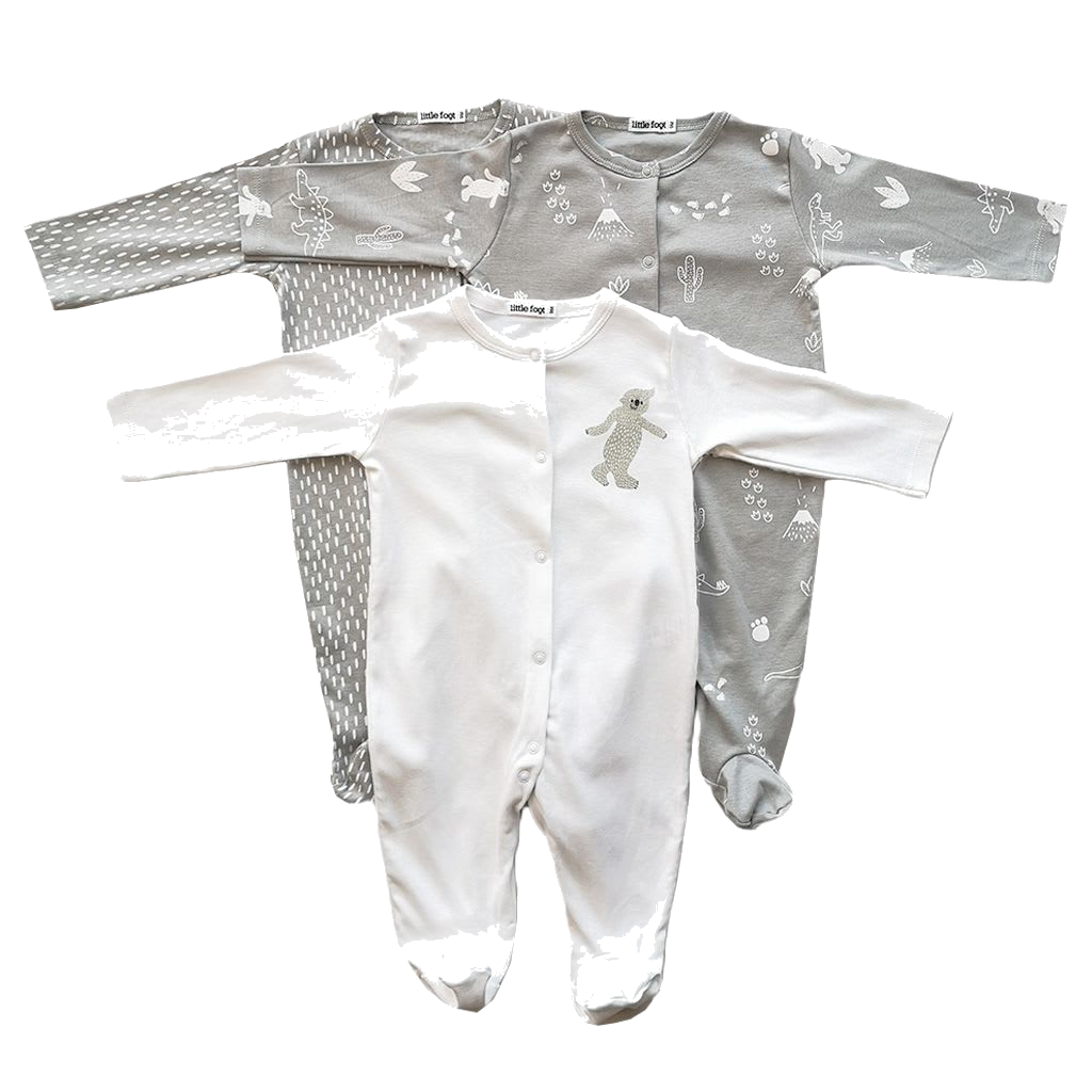 SET 3 PIEZAS ENTERITO DISEÑO YETI GRIS/BLANCO CON PATITAS