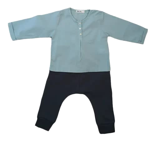 SET ROPA BEBÉ BLUSA Y PANTALÓN VERDE/AZUL