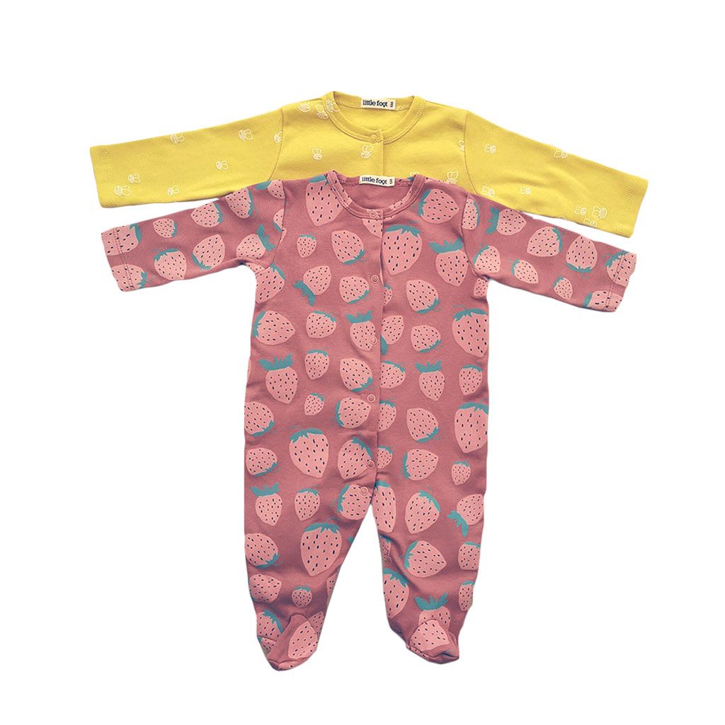 SET 2 PIEZAS ENTERITO DISEÑO HUERTA NIÑA CON PATITAS