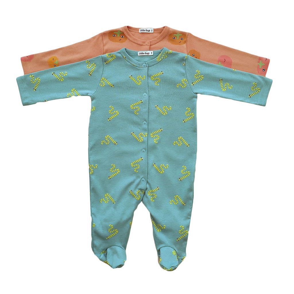 SET 2 PIEZAS ENTERITO DISEÑO HUERTA NIÑO CON PATITAS