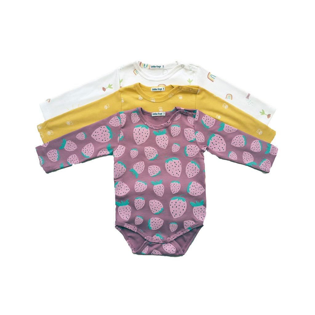 SET 3 PIEZAS BODY BOTÓN AL HOMBRO DISEÑO HUERTA NIÑA