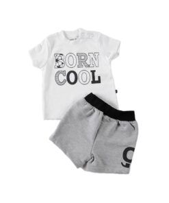Set polera + short algodón "Born Cool" Little Foot. Ropa para bebés con estilo
