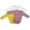 set 3 bodys algodon manga larga amarillo rosado blanco Little Foot