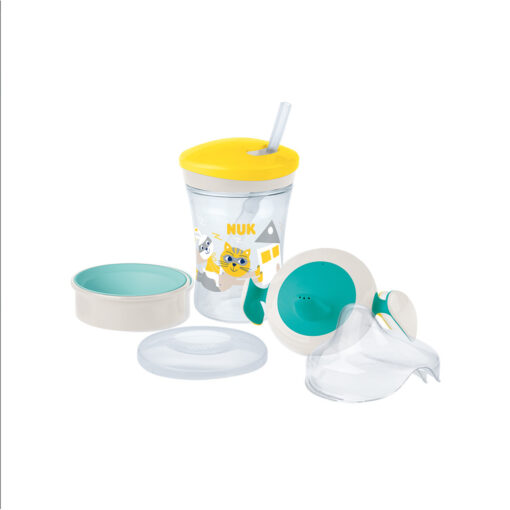 set vasos evolution cup gato conejo amarillo Nuk