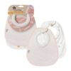 set 2 baberos tela absorbente rosado blanco estampado tommee tippee 2