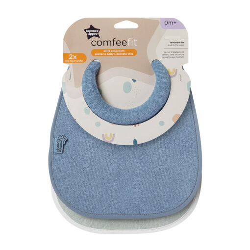 set 2 baberos tela absorbente verde azul estampado tommee tippee 1