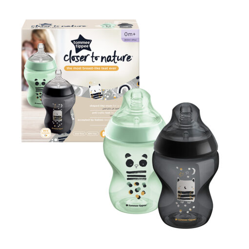 set 2 mamaderas closer to nature 260ml gris verde tommee tippee 2