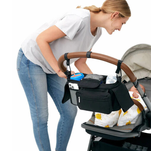 organizador de coche de paseo con portavasos