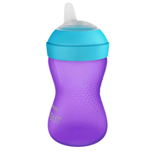 vaso morado con boquilla flexible Avent